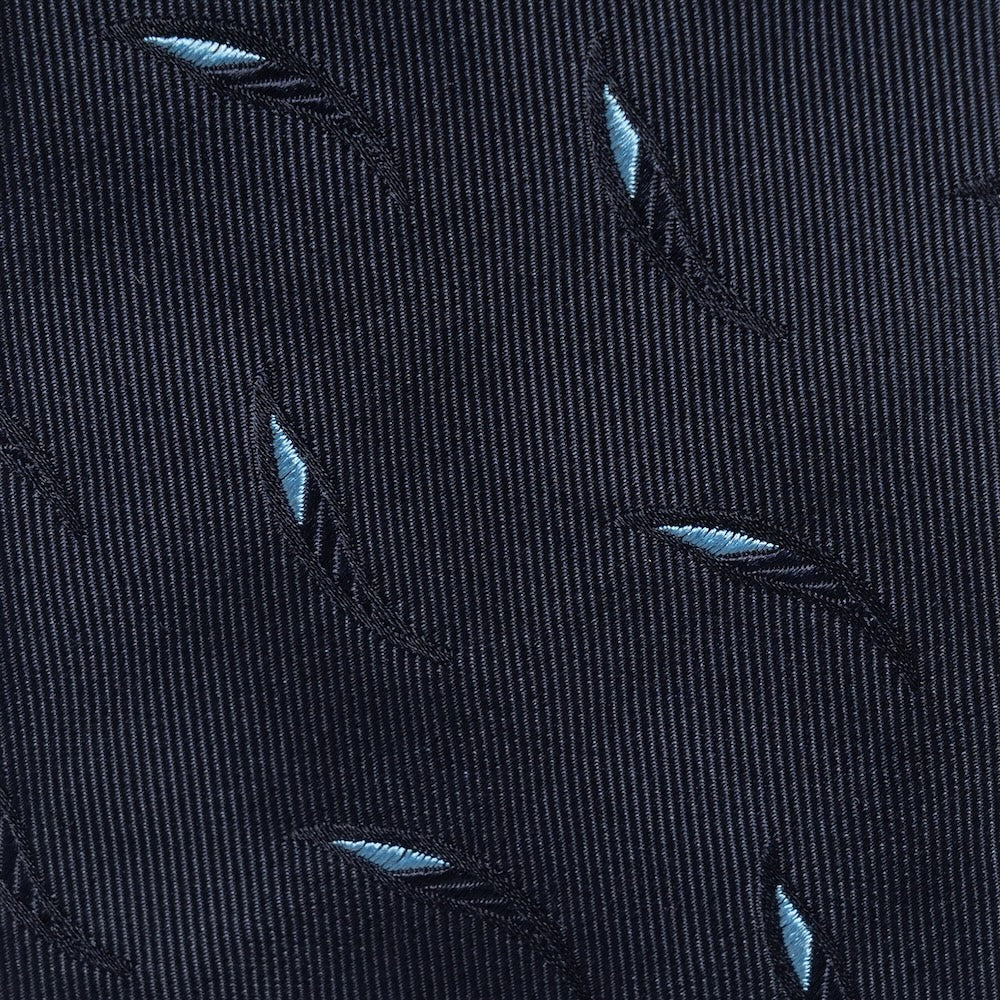 Leaf Motif Pattern Dark Navy Woven Silk Tie