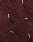 Leaf Motif Pattern Burgundy Woven Silk Tie
