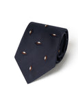 Brown Diamond Pattern Dark Navy Woven Silk Tie