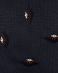 Brown Diamond Pattern Dark Navy Woven Silk Tie