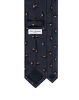 Brown Diamond Pattern Dark Navy Woven Silk Tie