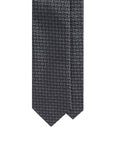 Geometric Basket Pattern Charcoal Gray Woven Silk Tie