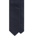 Geometric Basket Pattern Dark Navy Woven Silk Tie