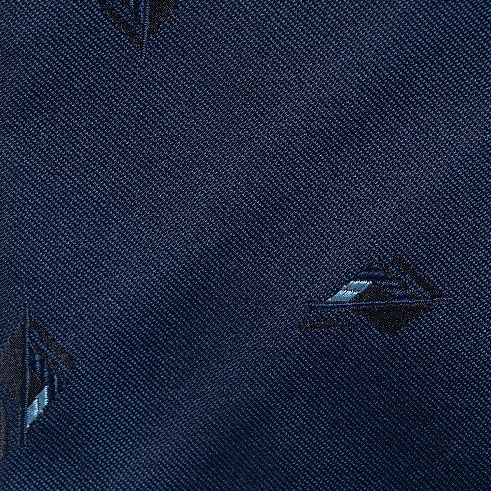 Geometric Diamond Pattern Steel Blue Woven Silk Tie