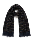 Art Deco Pattern Dark Navy & Brown Wool-Silk Scarf