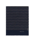 Circle Dot Pattern Classic Navy, Brown & Beige Wool-Silk Scarf