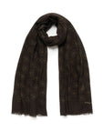 Teal Blue Medallion Pattern Espresso Brown Wool Scarf