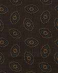 Teal Blue Medallion Pattern Espresso Brown Wool Scarf