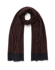 Mini Flower Square Pattern Burgundy Wool-Modal Scarf