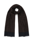 Mini Flower Square Pattern Dark Brown Wool-Modal Scarf