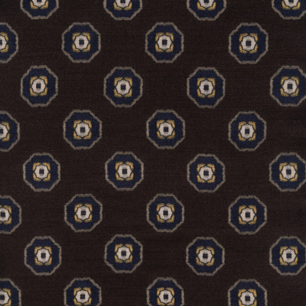 Medallion Pattern Dark Brown Wool-Modal Scarf