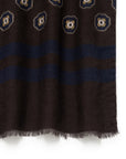 Medallion Pattern Dark Brown Wool-Modal Scarf