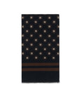 Medallion Pattern Dark Navy Wool-Modal Scarf