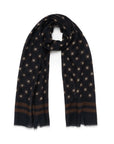 Medallion Pattern Dark Navy Wool-Modal Scarf