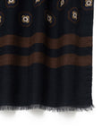 Medallion Pattern Dark Navy Wool-Modal Scarf
