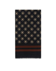 Medallion Pattern Black Wool-Modal Scarf