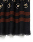 Medallion Pattern Black Wool-Modal Scarf