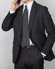 Clover & Fiore Black White Hand-Printed Silk Tie