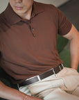 Sienna Brown Cotton Short-Sleeve Knit Polo