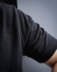 Jet Black Cotton Short-Sleeve Knit Polo