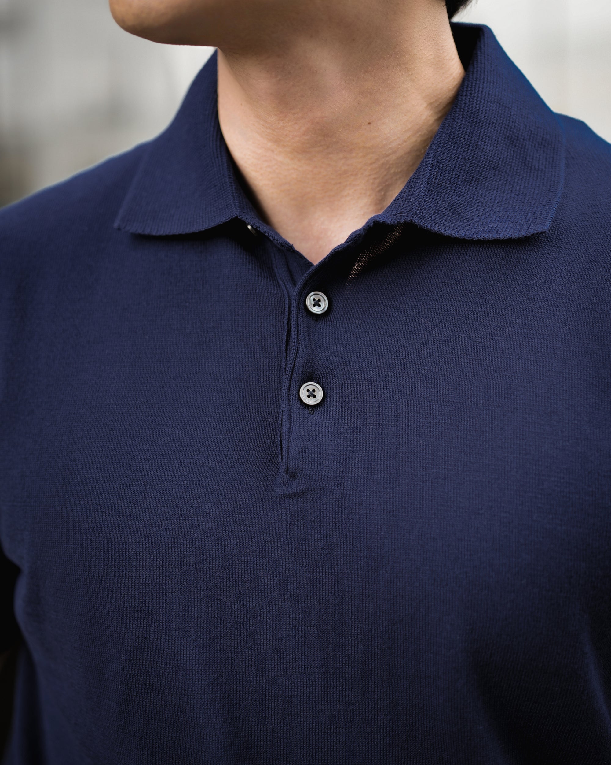 Deep Navy Cotton Short-Sleeve Knit Polo