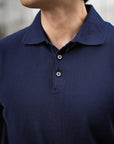 Deep Navy Cotton Short-Sleeve Knit Polo