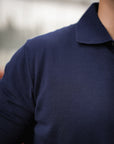 Deep Navy Cotton Short-Sleeve Knit Polo