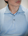 Mist Blue Cotton Short-Sleeve Knit Polo