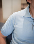 Mist Blue Cotton Short-Sleeve Knit Polo
