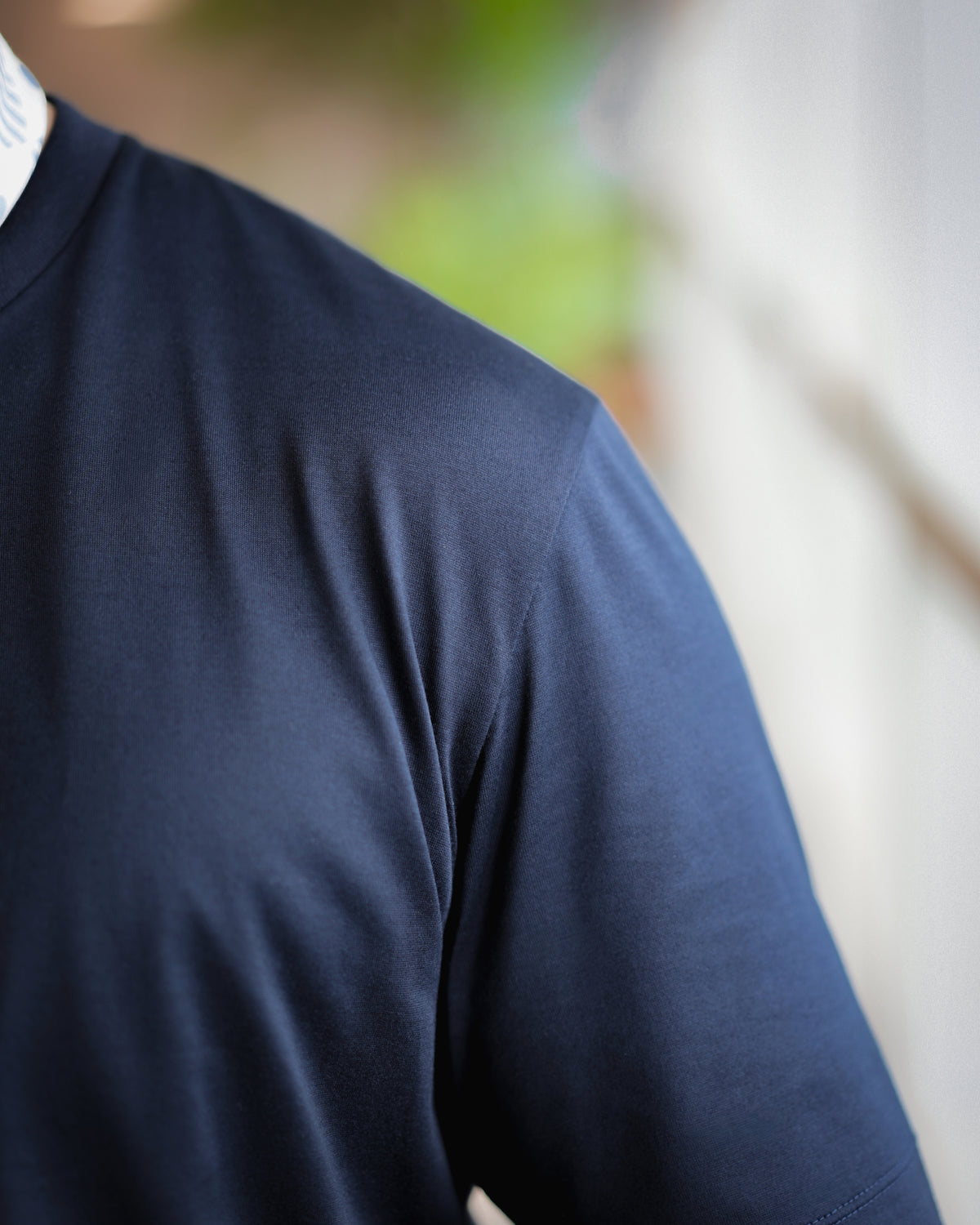 Navy Solid 60/2 Supima Cotton UV Protection Crew Neck T-Shirt