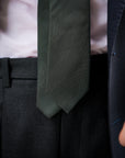 Deep Green Wide Herringbone Woven Silk Tie