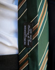 Multi-Stripe Dark Green, Teal Blue & Camel Brown Woven Silk Tie