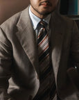 Multi Stripe Black Orange Brown Woven Silk Tie