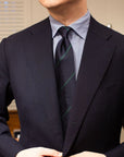 Forest Green Mori Stripe Dark Navy Silk Tie