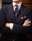 Champagne Gold Mori Stripe Dark Navy Silk Tie