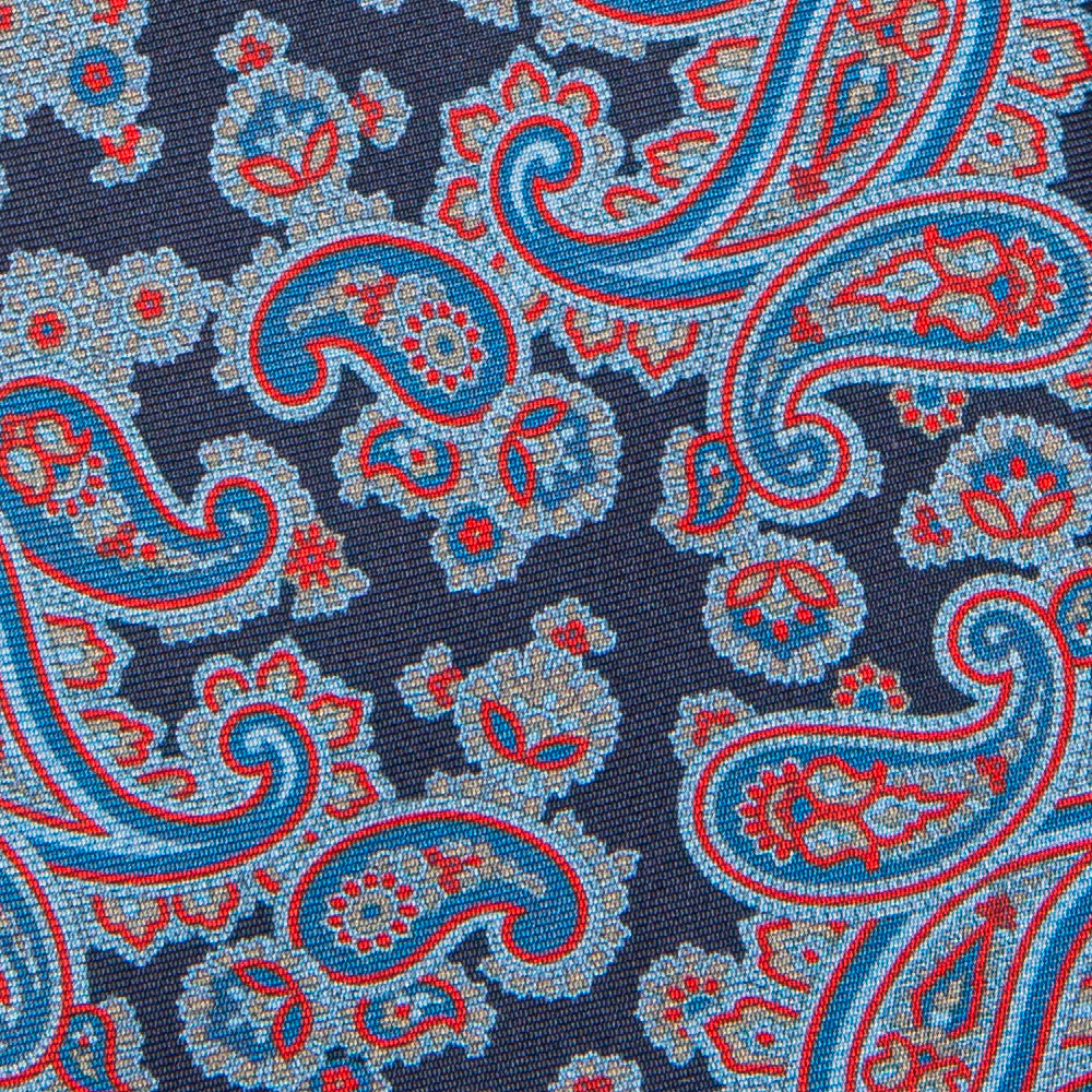 Canepa Full Paisley Pattern Navy Printed Silk Tie