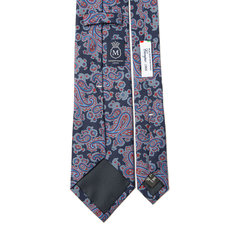 Canepa Full Paisley Pattern Navy Printed Silk Tie
