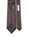 Canepa Navy Flower & Circle Pattern Brown Woven silk Tie