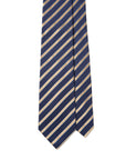 Canepa Gold Satin Stripe Dark Navy Woven Twill Silk Tie