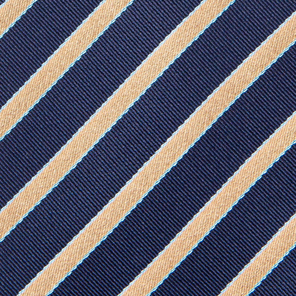 Canepa Gold Satin Stripe Dark Navy Woven Twill Silk Tie