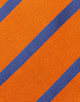 Canepa Navy Satin Stripe Orange Woven Twill Silk Tie