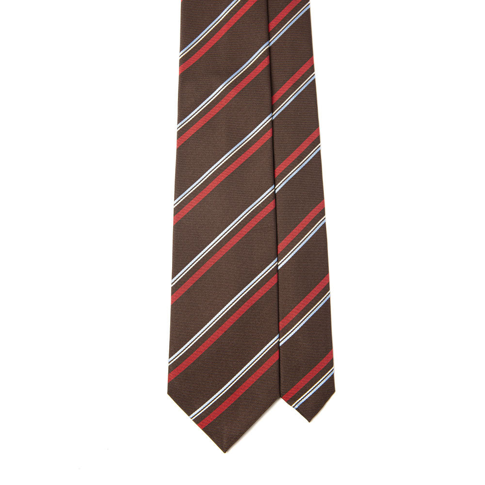 Canepa Multi Stripe Brown Red Blue Woven Silk Tie