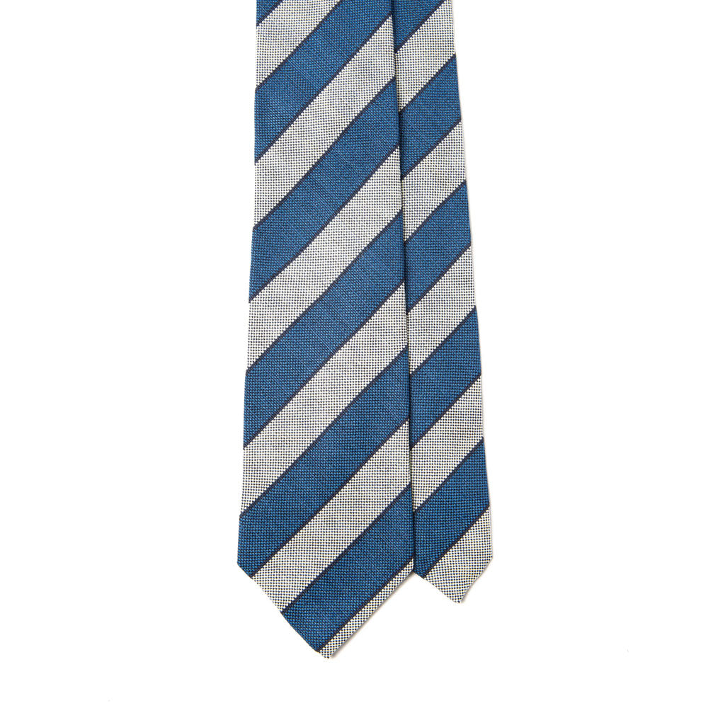 Canepa Blue Point Stripe Gray Woven Silk Tie