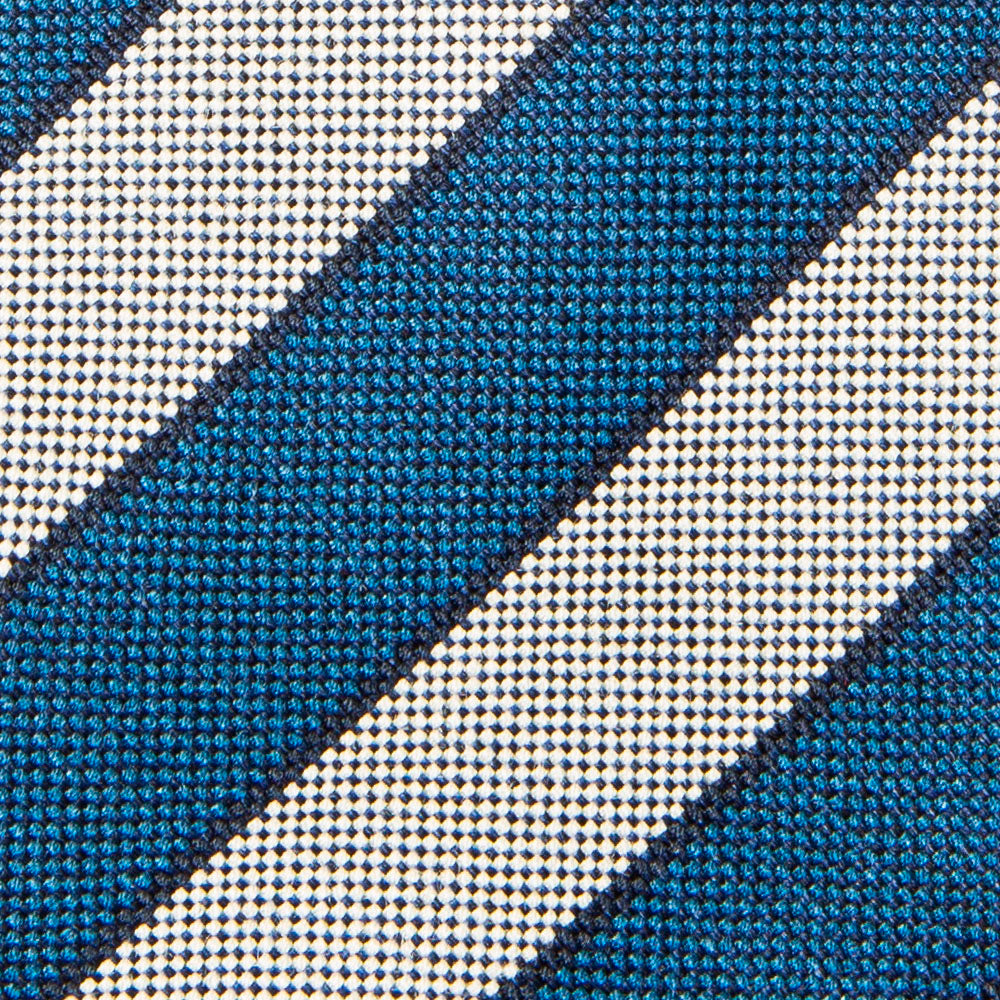 Canepa Blue Point Stripe Gray Woven Silk Tie