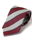 Canepa Burgundy Point Stripe Gray Woven Silk Tie