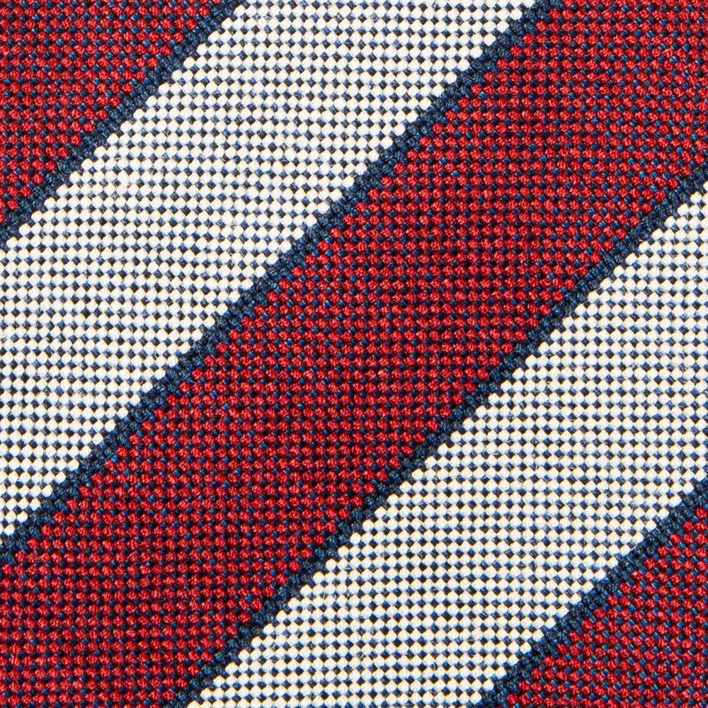 Canepa Burgundy Point Stripe Gray Woven Silk Tie