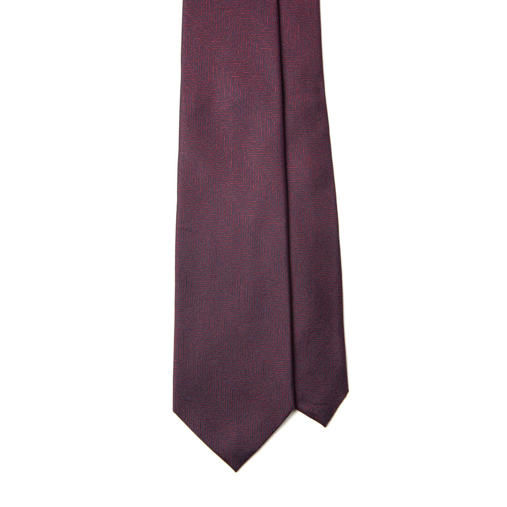 Canepa Herringbone Solid Deep Burgundy Woven Silk Tie