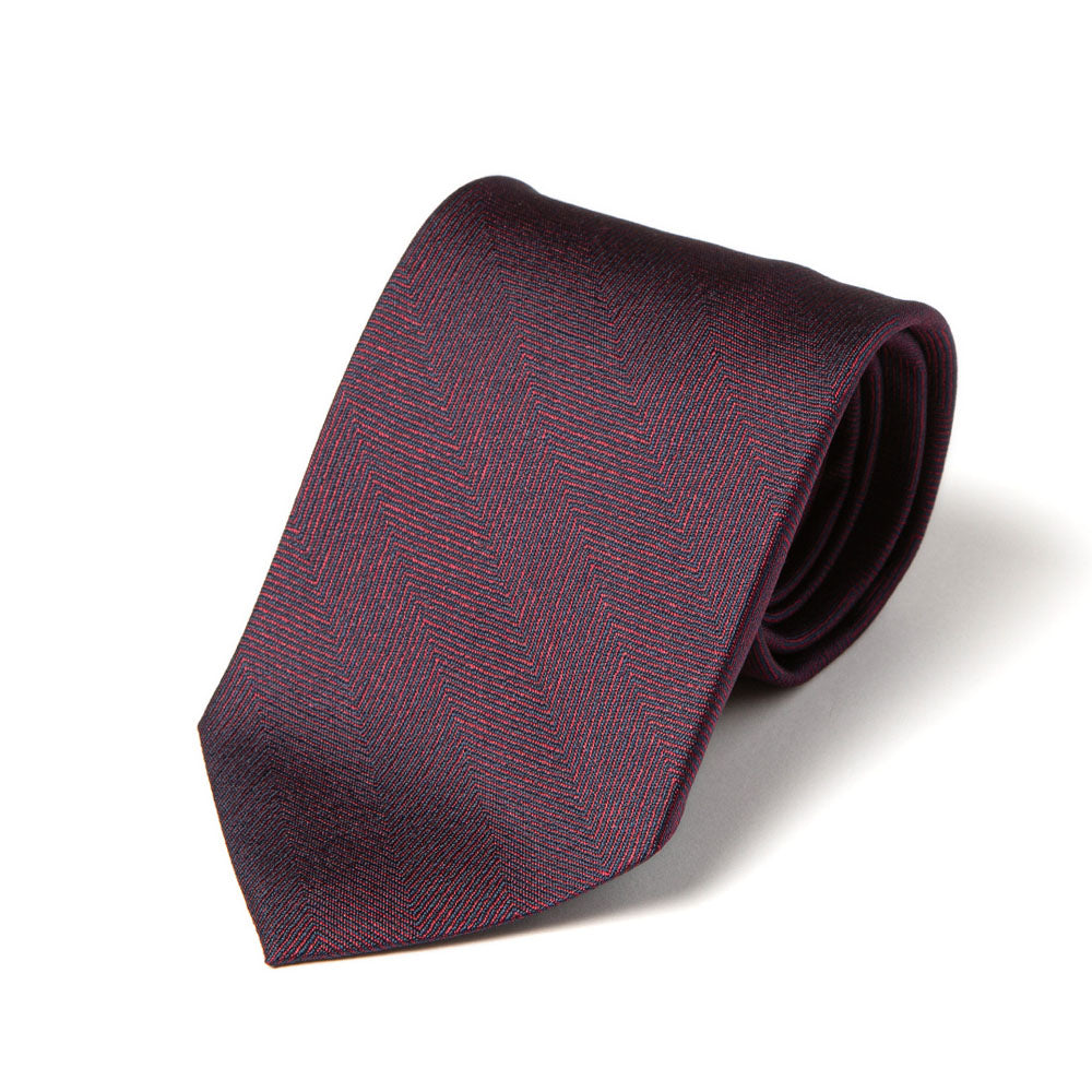 Canepa Herringbone Solid Deep Burgundy Woven Silk Tie