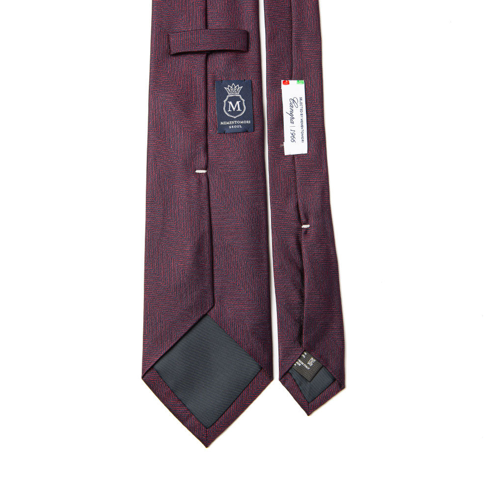 Canepa Herringbone Solid Deep Burgundy Woven Silk Tie