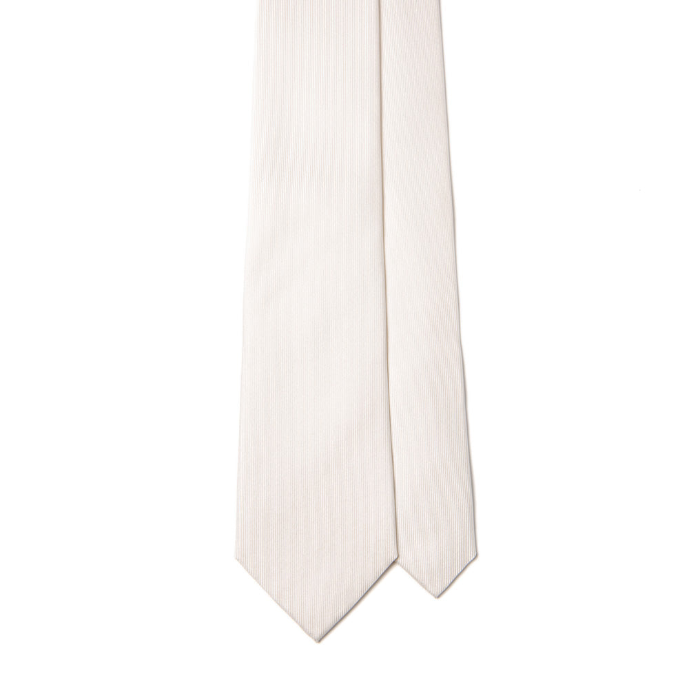 Off White Solid Twill Silk Tie